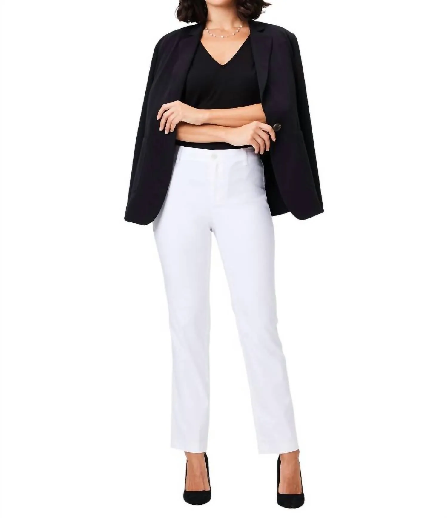 28" Polished Wonderstretch Straight Pocket Pant In Paper White
