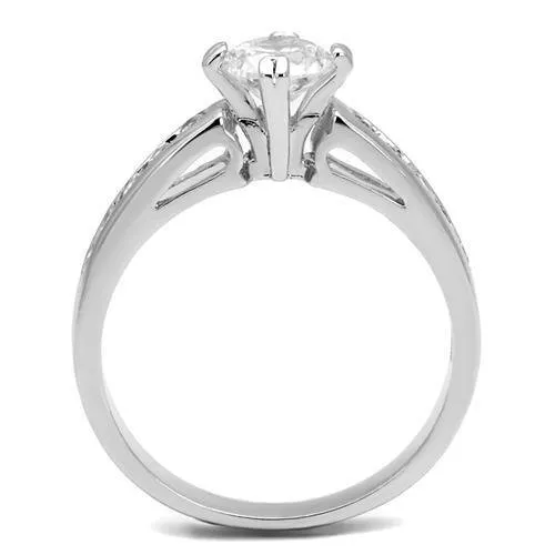 3W1340 - Brass Ring Rhodium Women AAA Grade CZ Clear