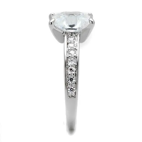 3w1349 - Brass Ring Rhodium Women AAA Grade CZ Clear
