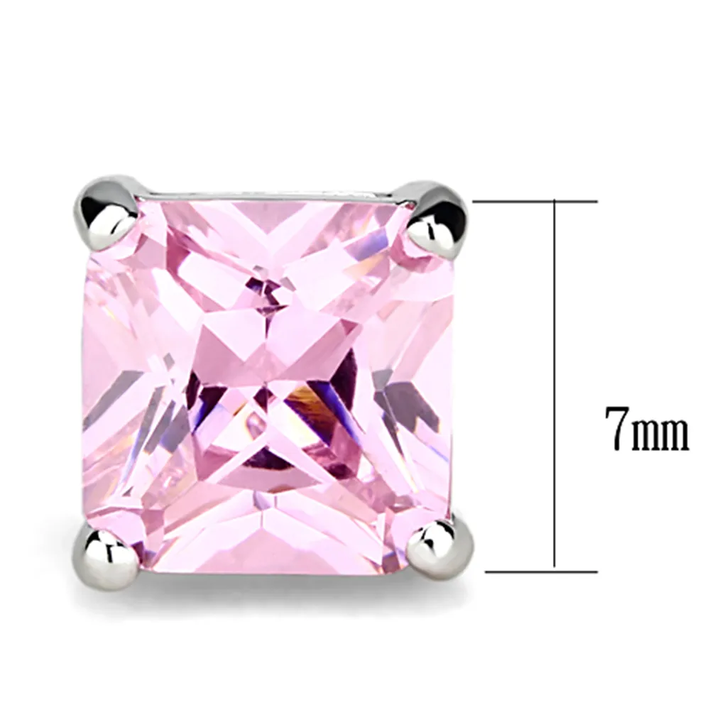 3W531 - Brass Earrings Rhodium Women AAA Grade CZ Rose