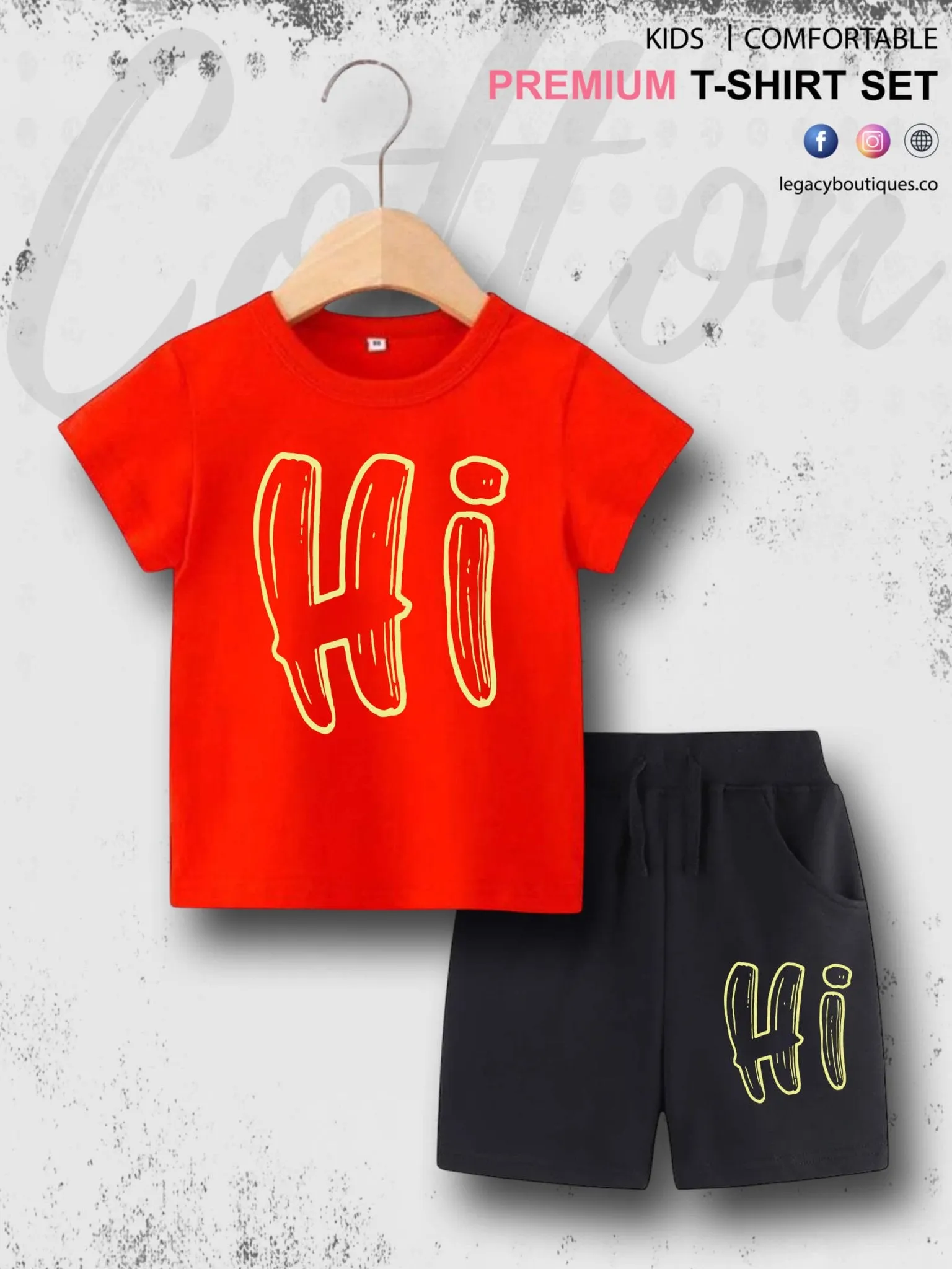 6 Month To 6 Year Kids Hi Print High Quality T-shirt Set