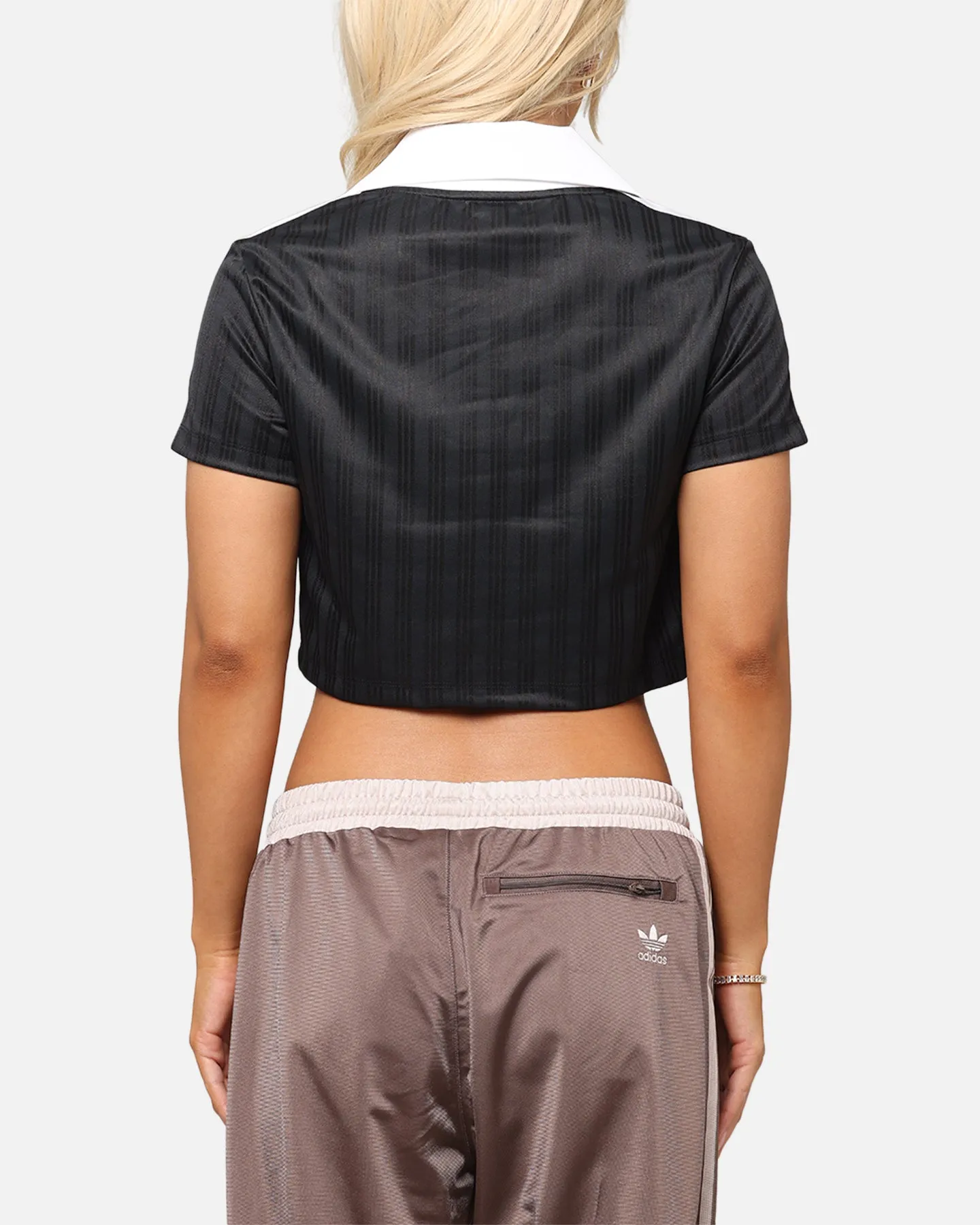 Adidas Women's Jacquard Crop Polo Shirt Black