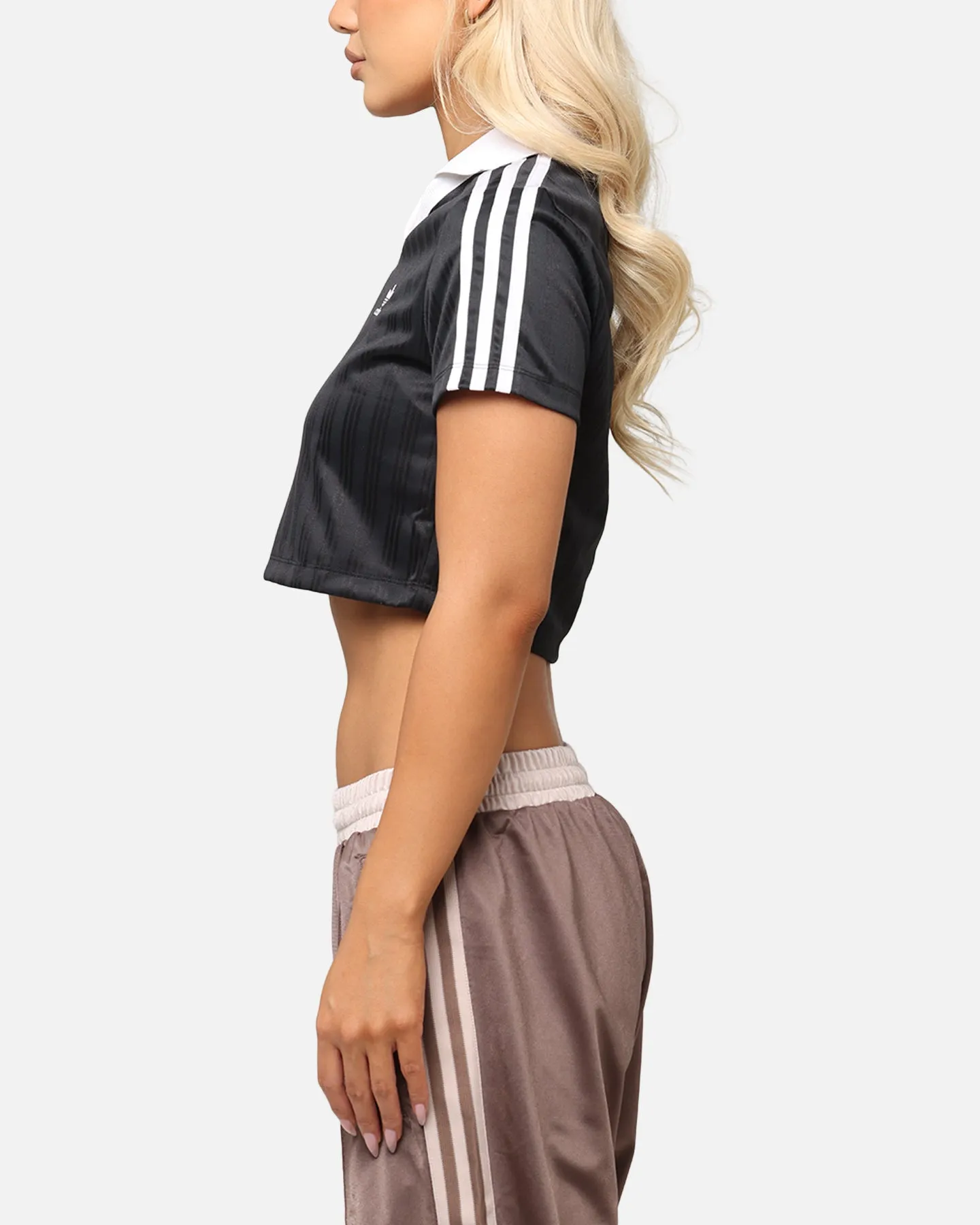 Adidas Women's Jacquard Crop Polo Shirt Black