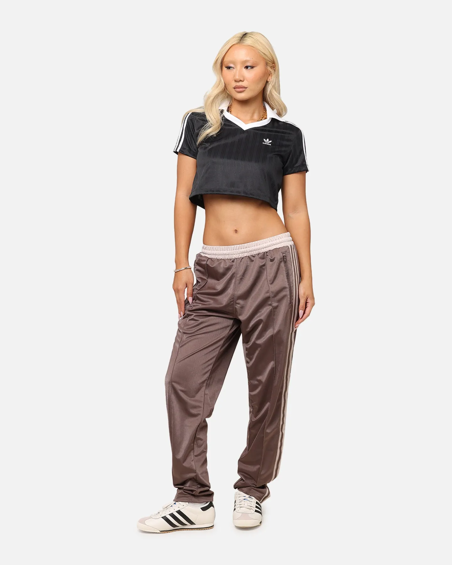 Adidas Women's Jacquard Crop Polo Shirt Black
