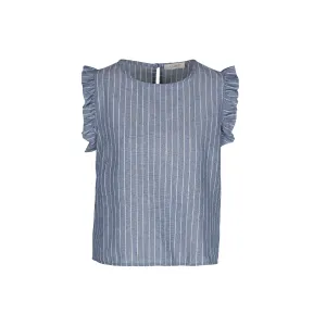 Astrid  Women's Classic Woven Top  Blue Stripe