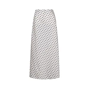 Astrid  Women's Elegant Woven Skirt  Cream Dot