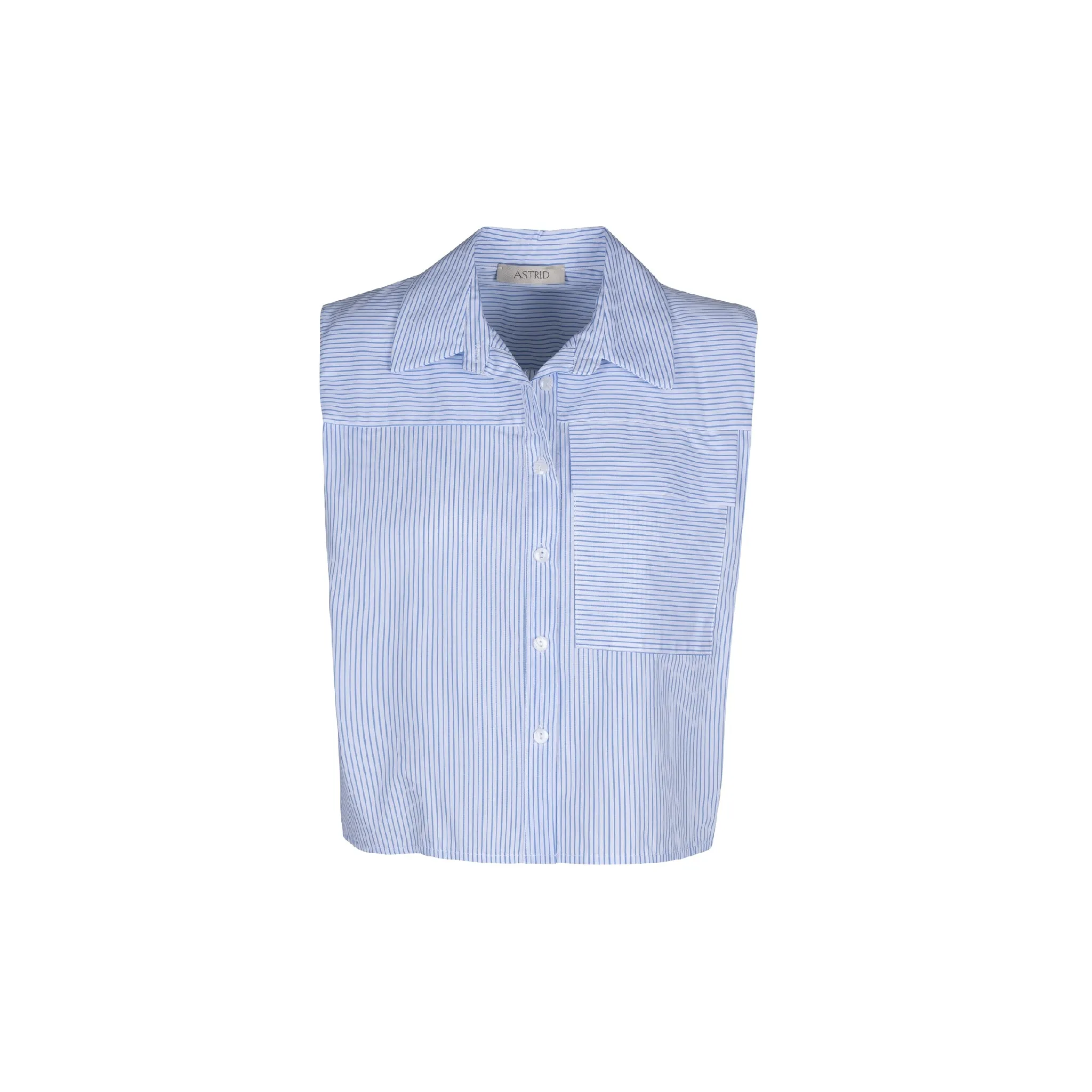 Astrid  Women's Woven Button-Up Shirt  Blue Stripe
