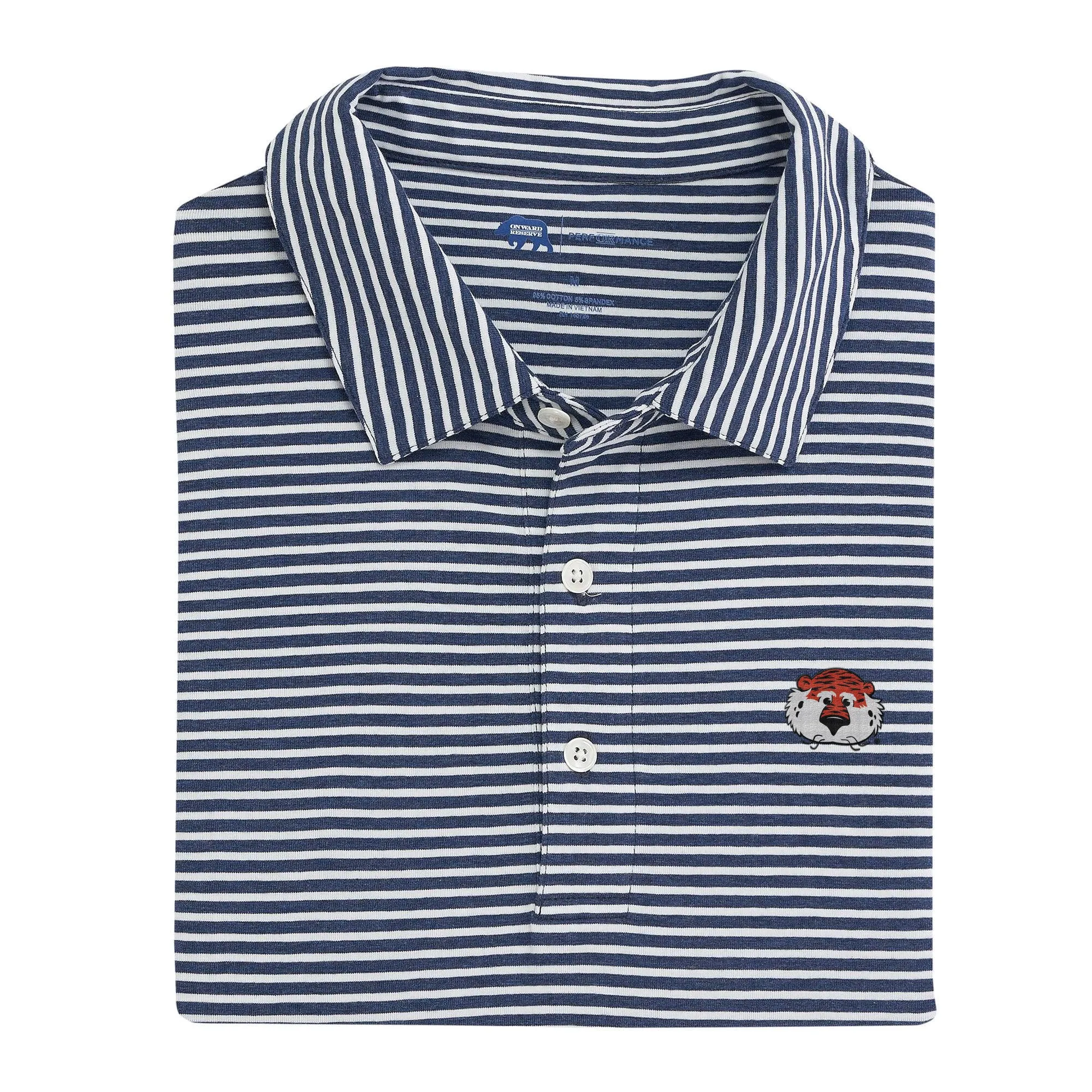 Aubie Row Stripe Icon Polo - Classic Navy