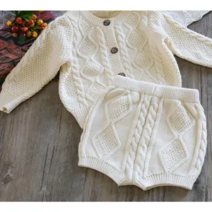 Baby Knit Cardigan   Shorts Suit