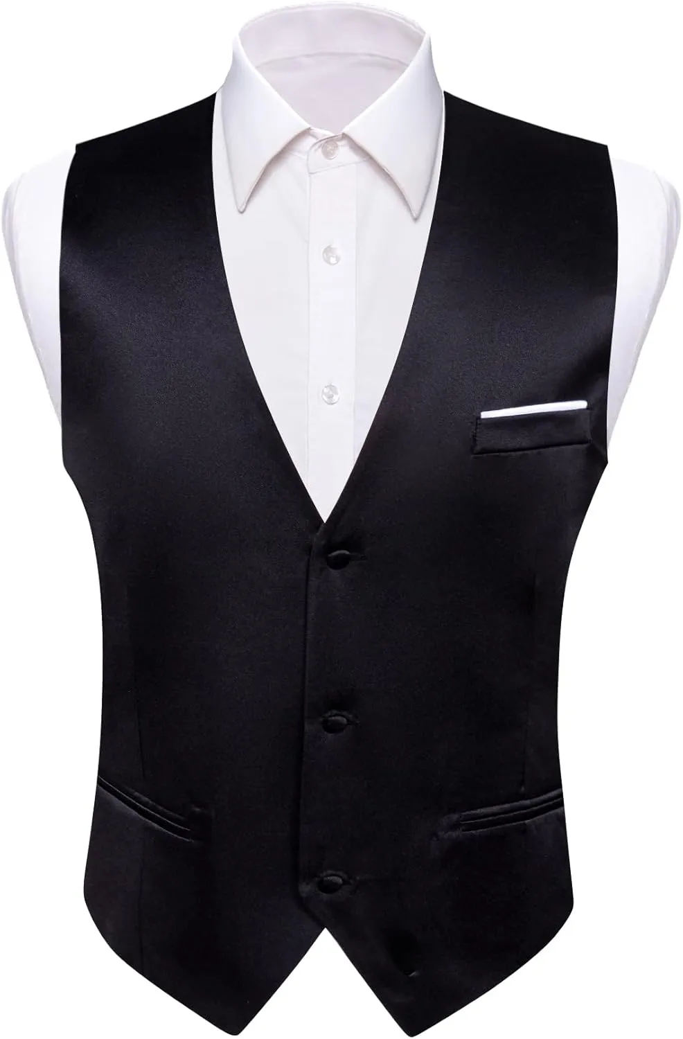 Barry.Wang Mens Suit Vest Bow Tie Set 4PCS Formal V-neck Slim Fit Casual Solid Color Waistcoat Wedding Party Tuxedo
