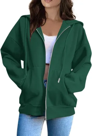 BDNXTV Womens Zip Up Hoodies Long Sleeve Sweatshirts Oversized Sweaters Casual Fashion Jackets Fall Outfits for Women 2024