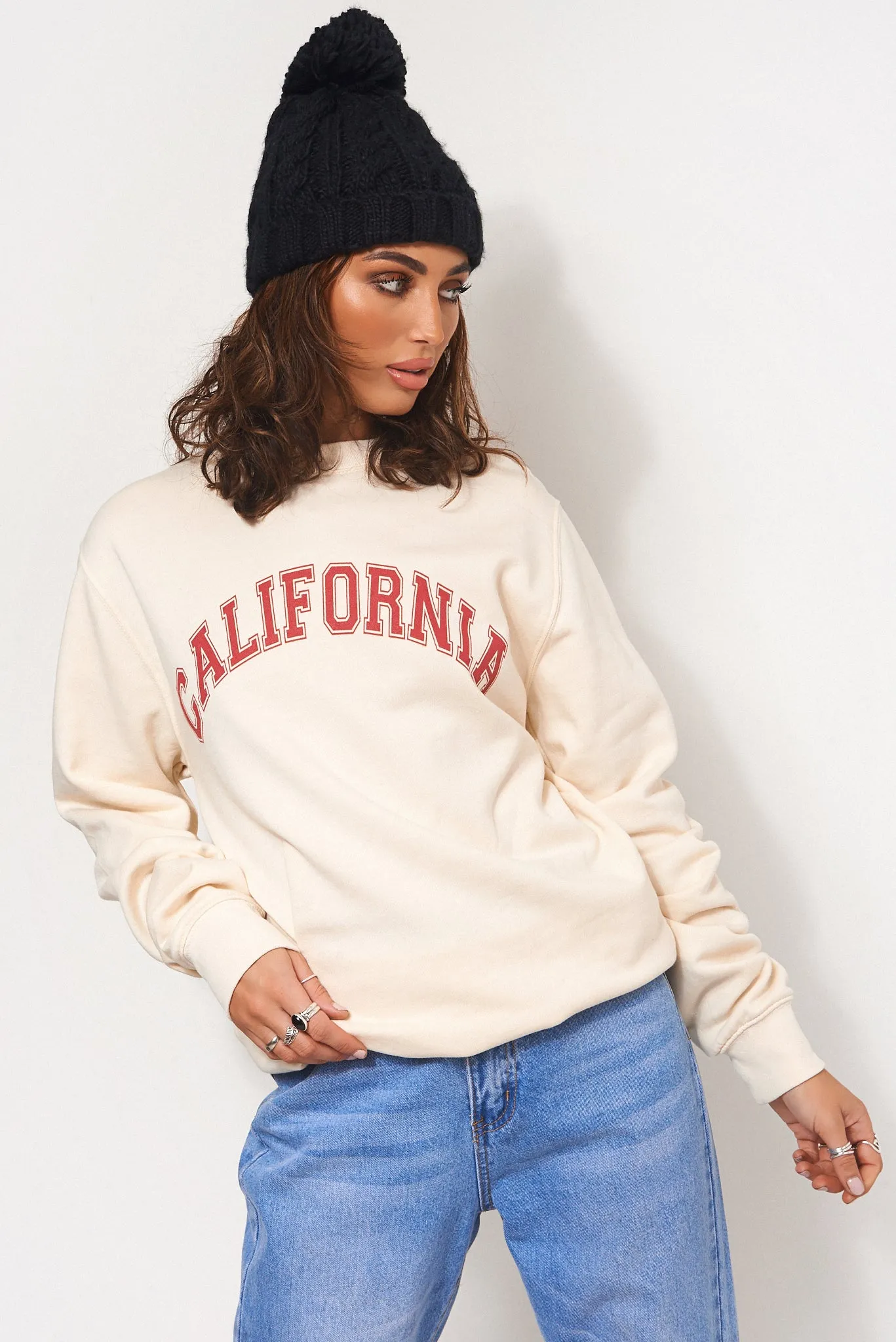 Beige California Oversized Sweatshirt