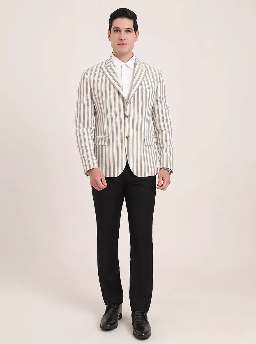 Beige Solid Regular Fit Blazer | JB Studio