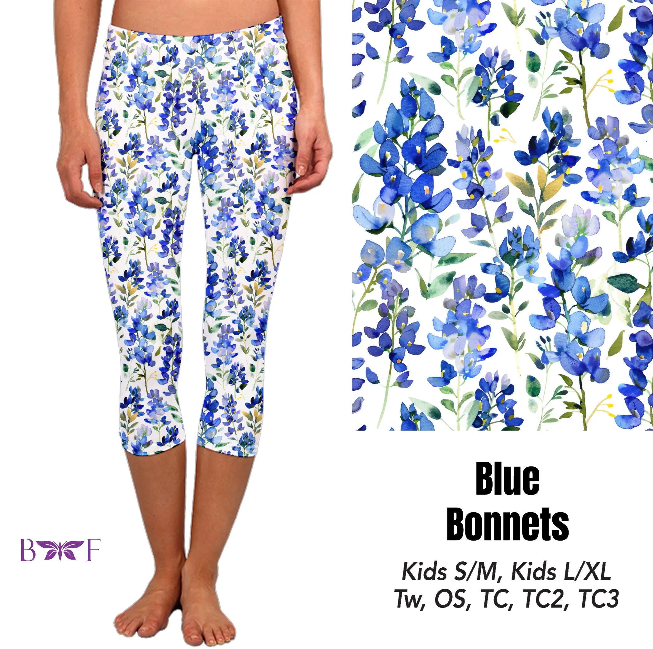 Blue Bonnets leggings and capris with pockets
