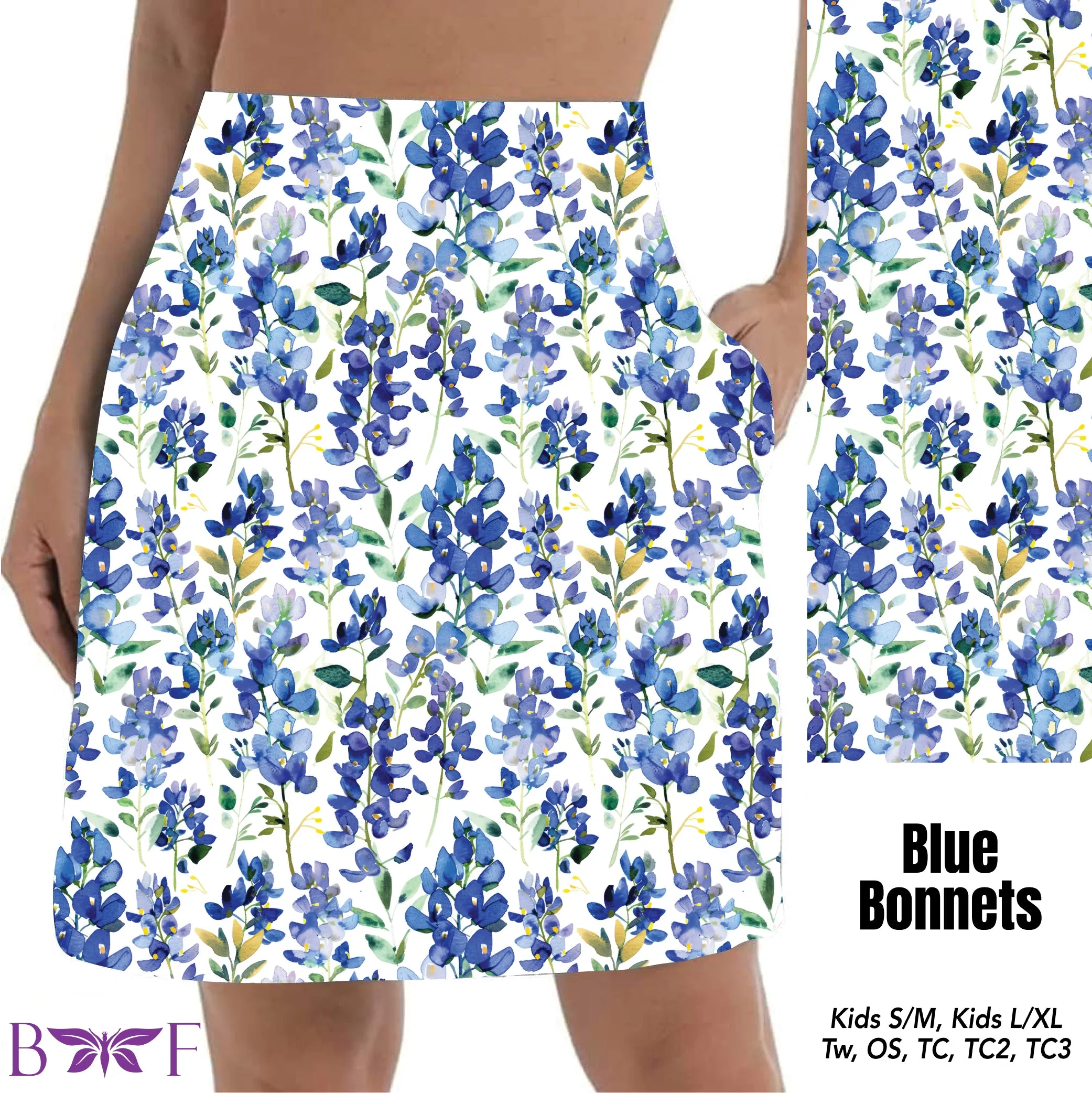Blue Bonnets leggings and capris with pockets