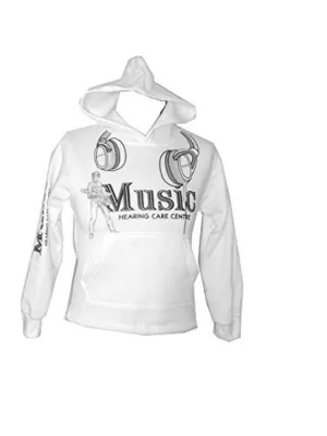 Boys White Hoodie Music Headphone Printed Sweatshirt