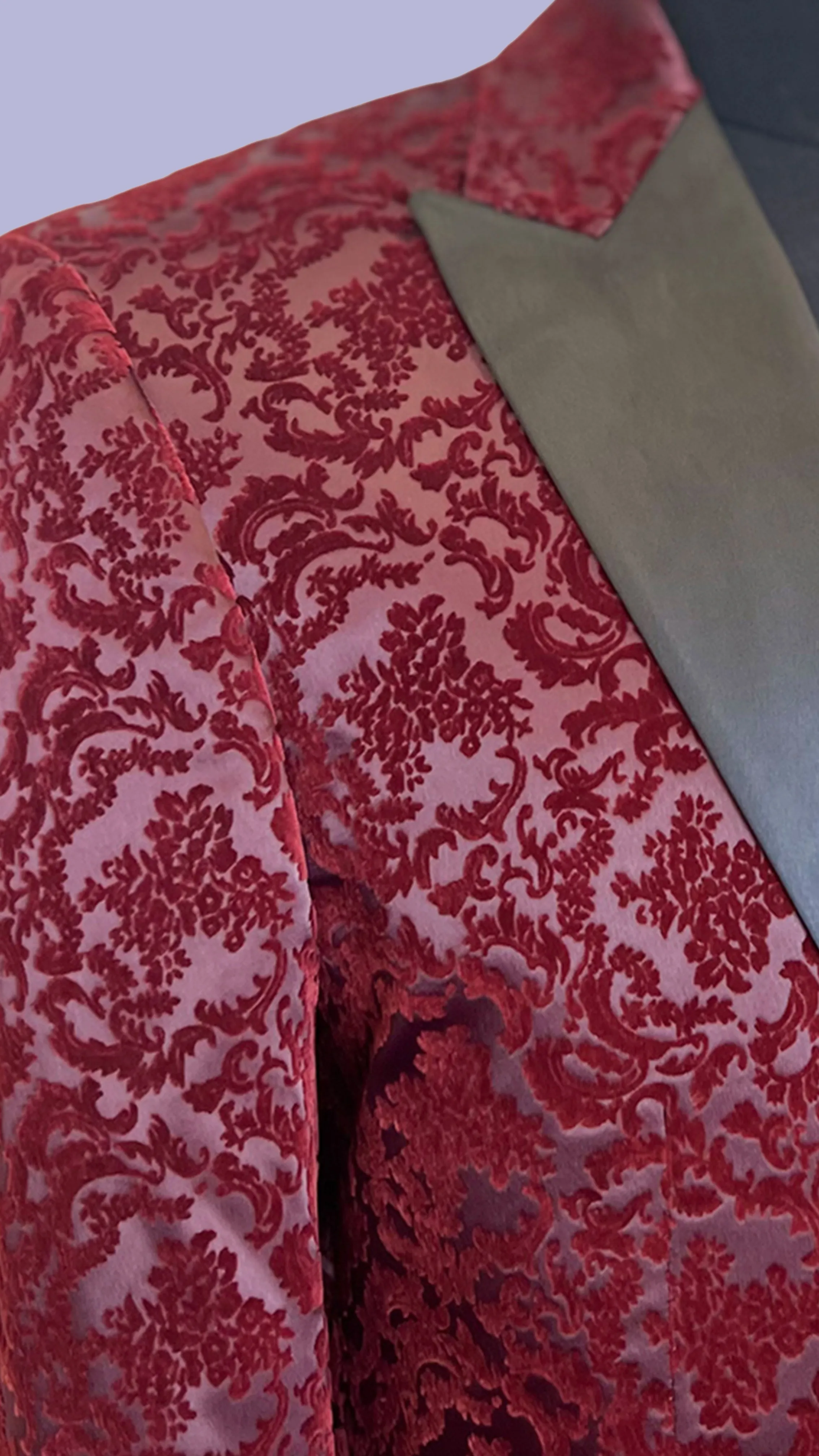Burgundy Velvet Floral Tuxedo