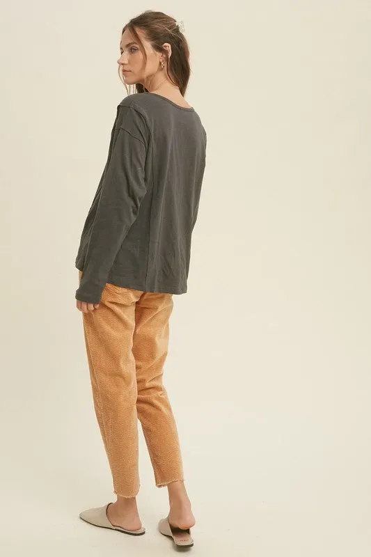 Button-Up Cotton Slub Top