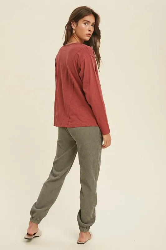 Button-Up Cotton Slub Top