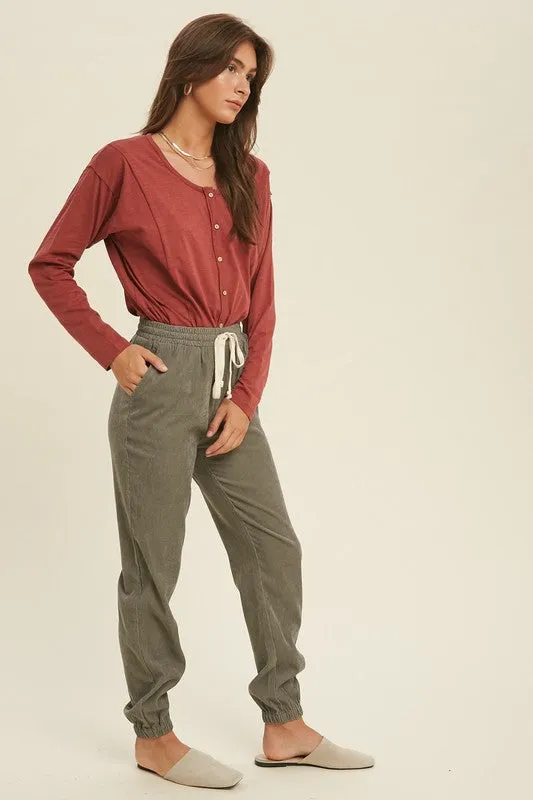 Button-Up Cotton Slub Top