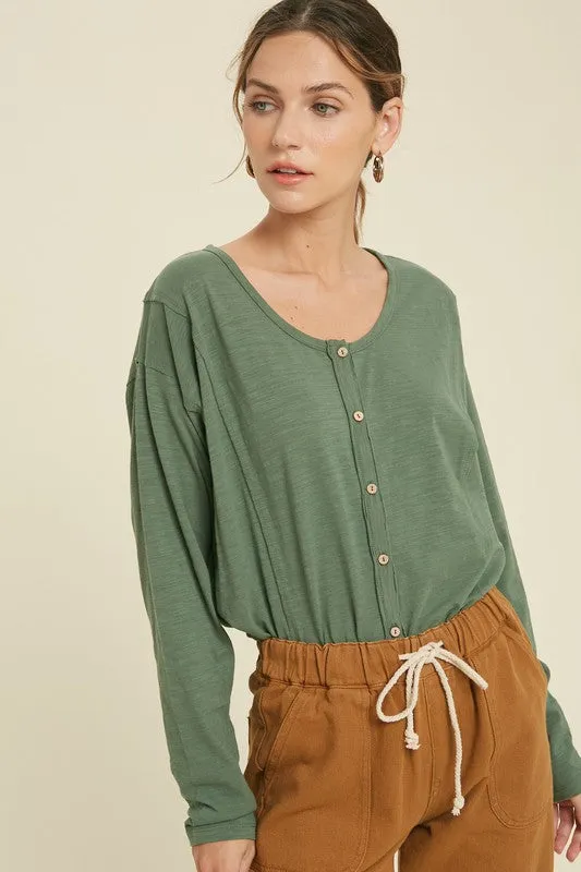 Button-Up Cotton Slub Top