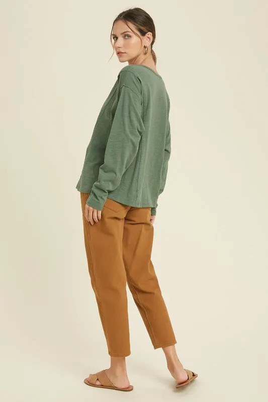 Button-Up Cotton Slub Top
