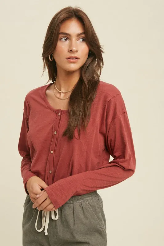 Button-Up Cotton Slub Top