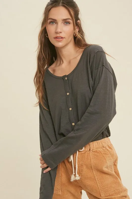 Button-Up Cotton Slub Top