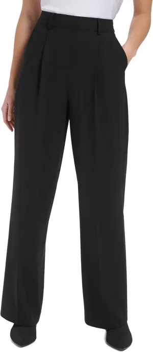 Calvin Klein Womens Wide Leg High Waist Dress Pants Black 6