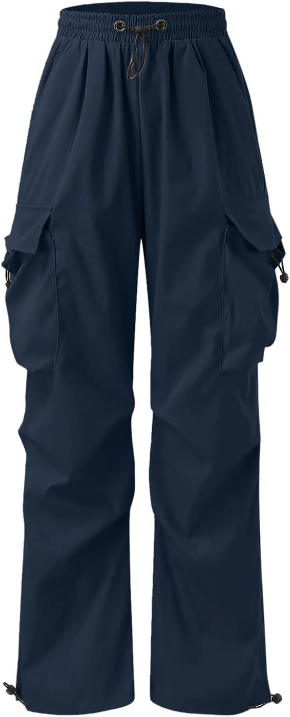Cargo Pant for Men Casual Work Sweatpants Drawstring Waist Wide Leg Hiking Pants with Multiple Pockets