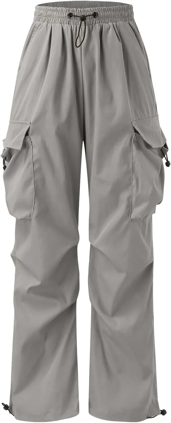 Cargo Pant for Men Casual Work Sweatpants Drawstring Waist Wide Leg Hiking Pants with Multiple Pockets