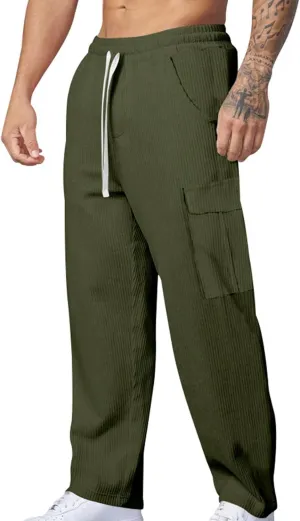 Cargo Pants for Men Joggers Casual Hiking Pants Workout Joggers Stretch Outdoor Twill Track Sweatpants Multi Pockets