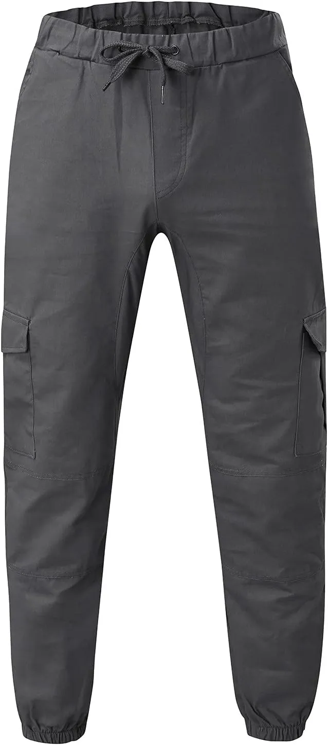 Cargo Pants for Men Relaxed Fit Cargo Pants Elastic Waist Drawstring Jogger Sweatpants Straight Multi Pockets Outdoor