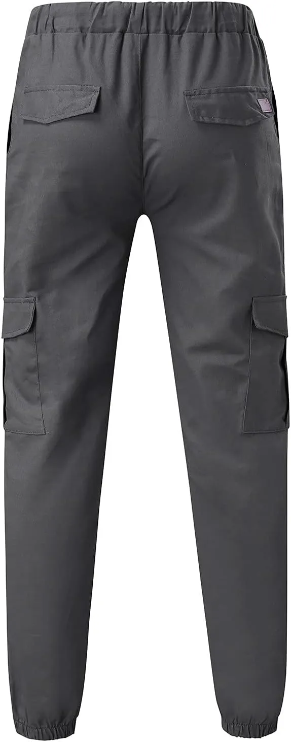 Cargo Pants for Men Relaxed Fit Cargo Pants Elastic Waist Drawstring Jogger Sweatpants Straight Multi Pockets Outdoor