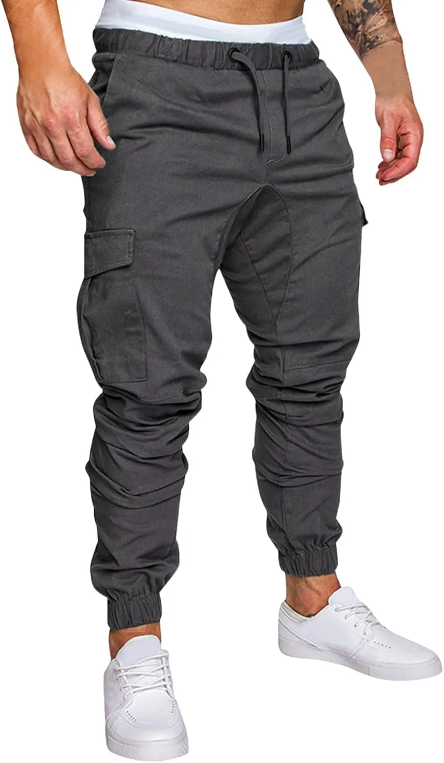 Cargo Pants for Men Relaxed Fit Cargo Pants Elastic Waist Drawstring Jogger Sweatpants Straight Multi Pockets Outdoor