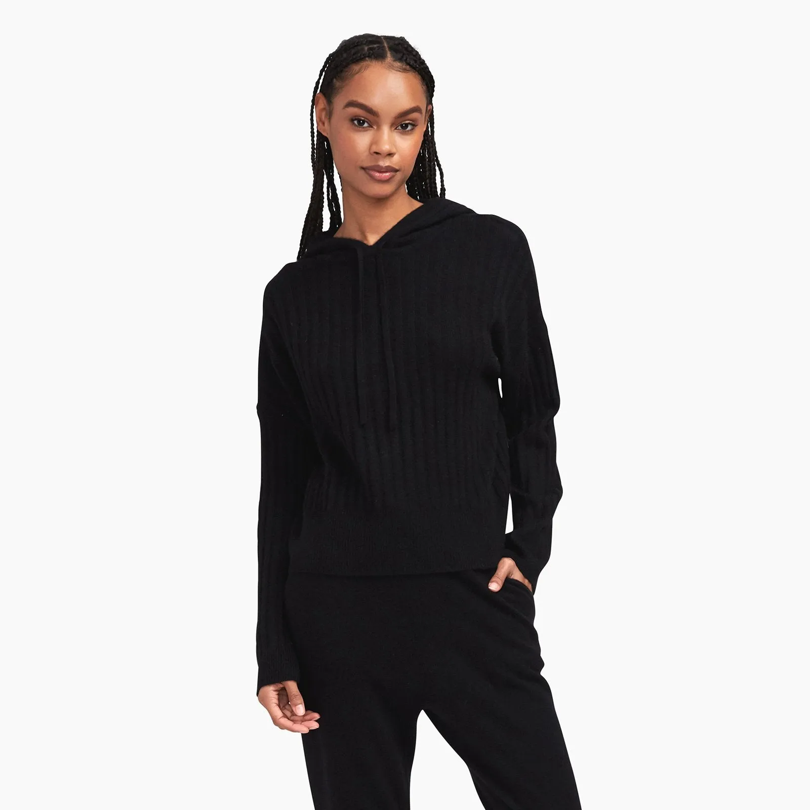 Cashmere Oversized Ribbed Hoodie