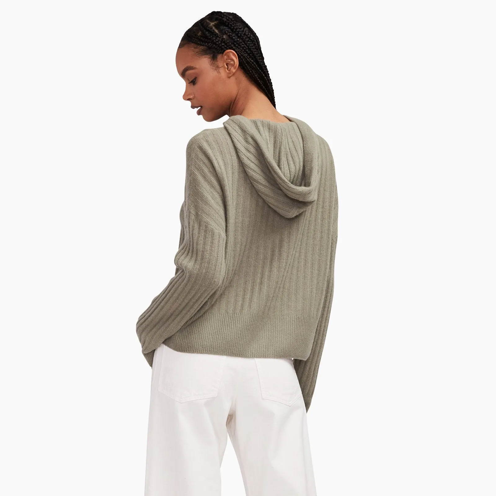 Cashmere Oversized Ribbed Hoodie