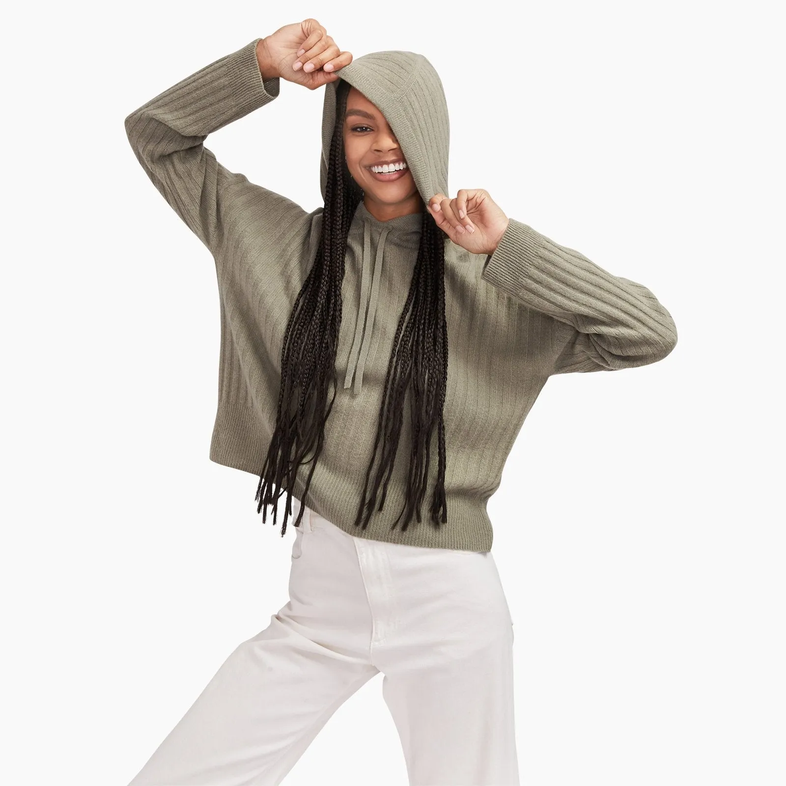 Cashmere Oversized Ribbed Hoodie