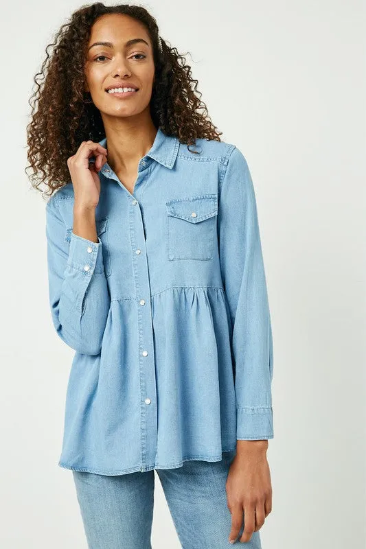 Chambray Peplum Top
