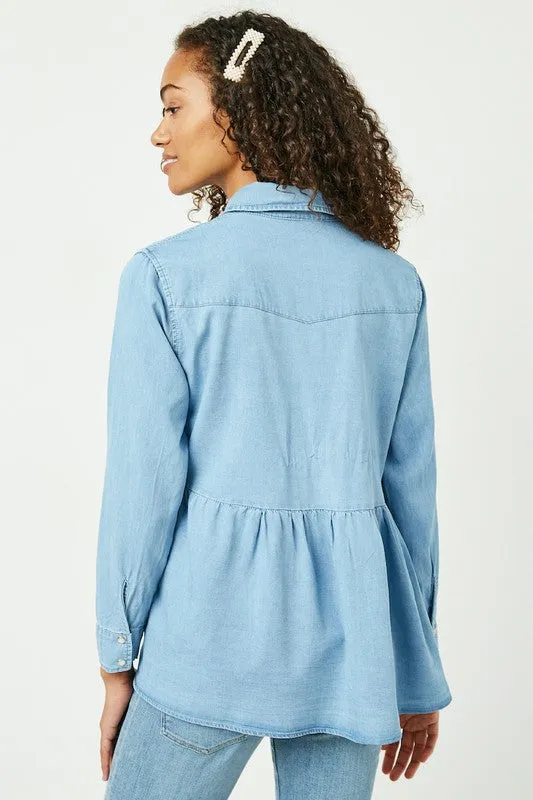 Chambray Peplum Top