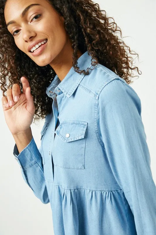 Chambray Peplum Top