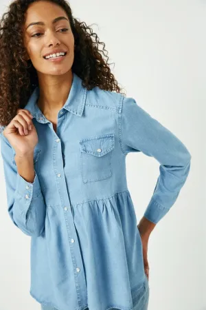 Chambray Peplum Top