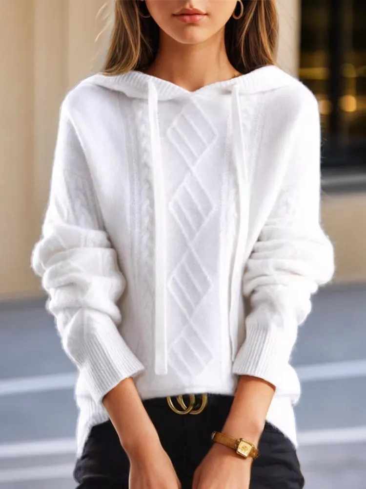 Chic Jacquard Knit Hoodie