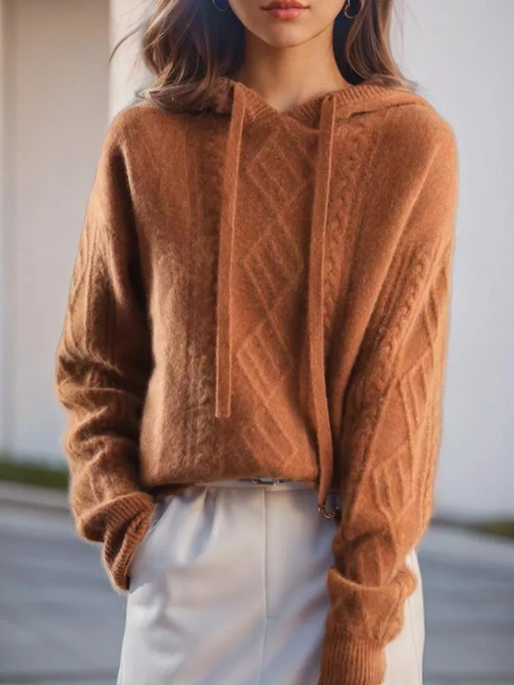 Chic Jacquard Knit Hoodie