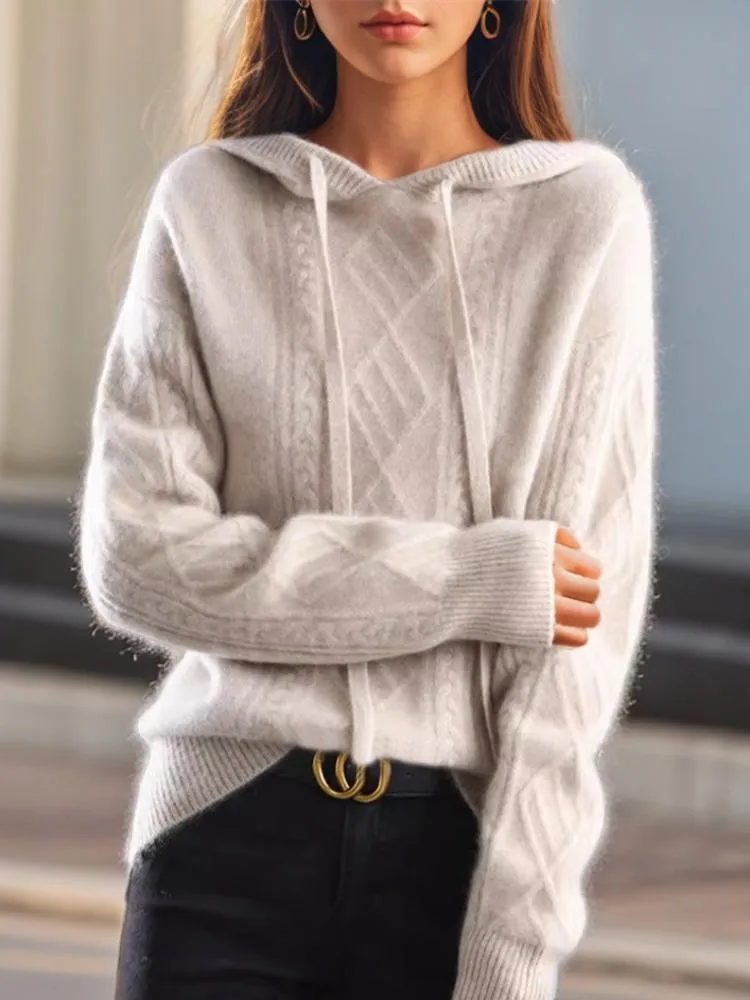 Chic Jacquard Knit Hoodie