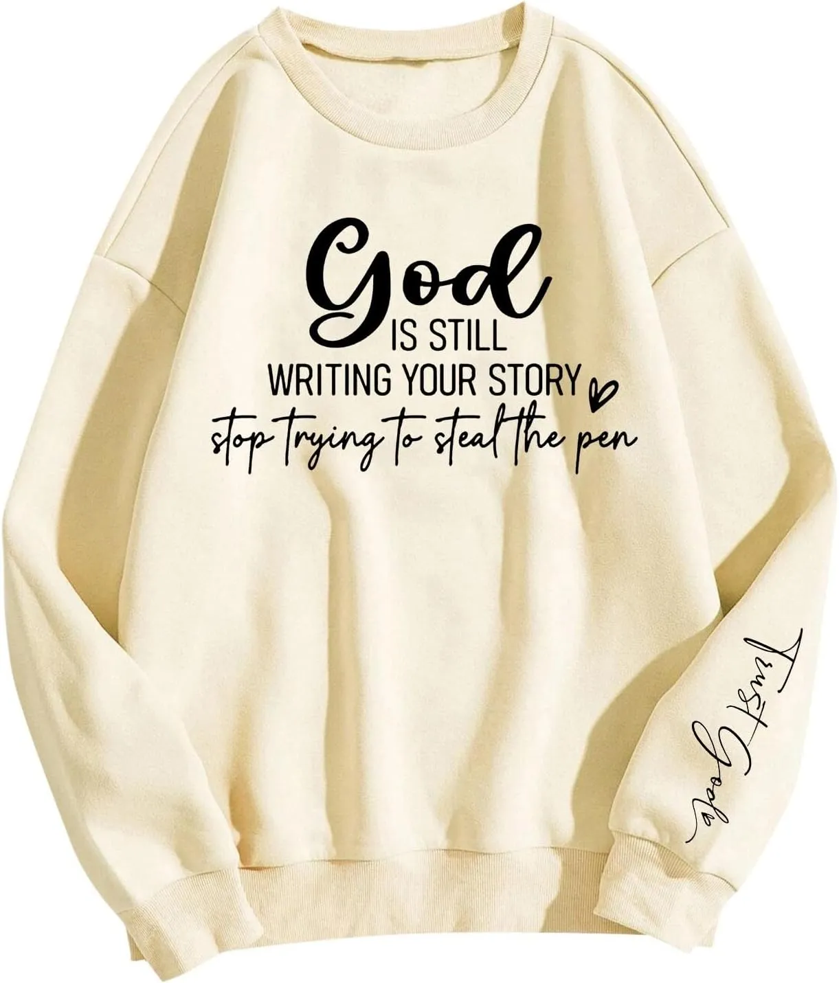 Christian Sweatshirts For Women God Is Still Writing Your Story Letter Graphic Crewneck Long Sleeve Sweatshirt