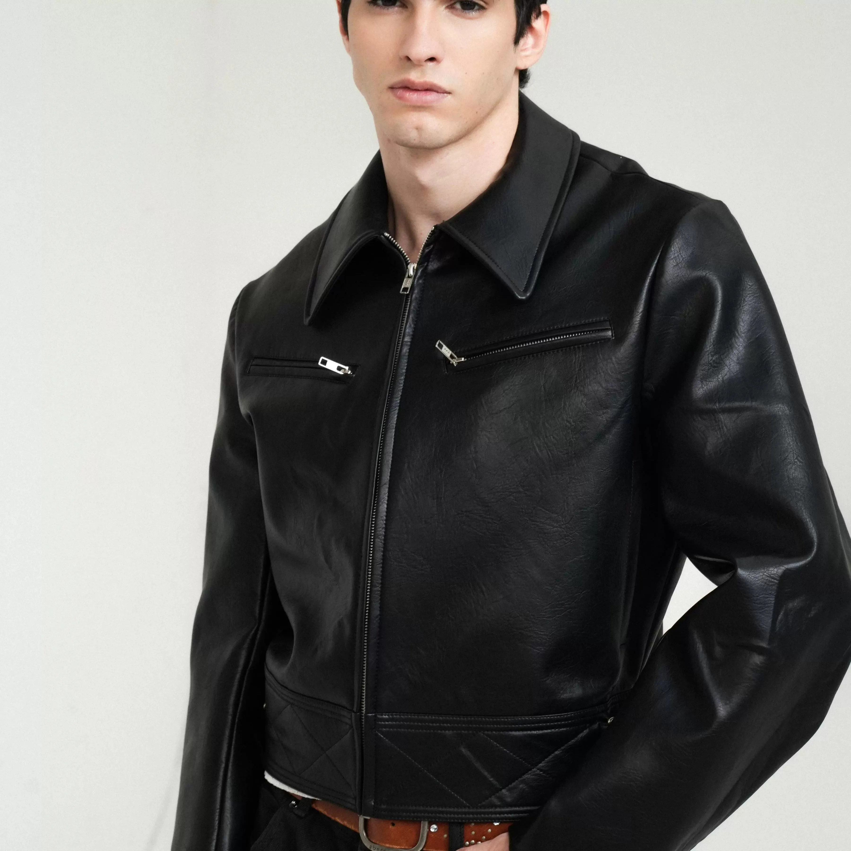 Classic Black Faux Leather Jacket