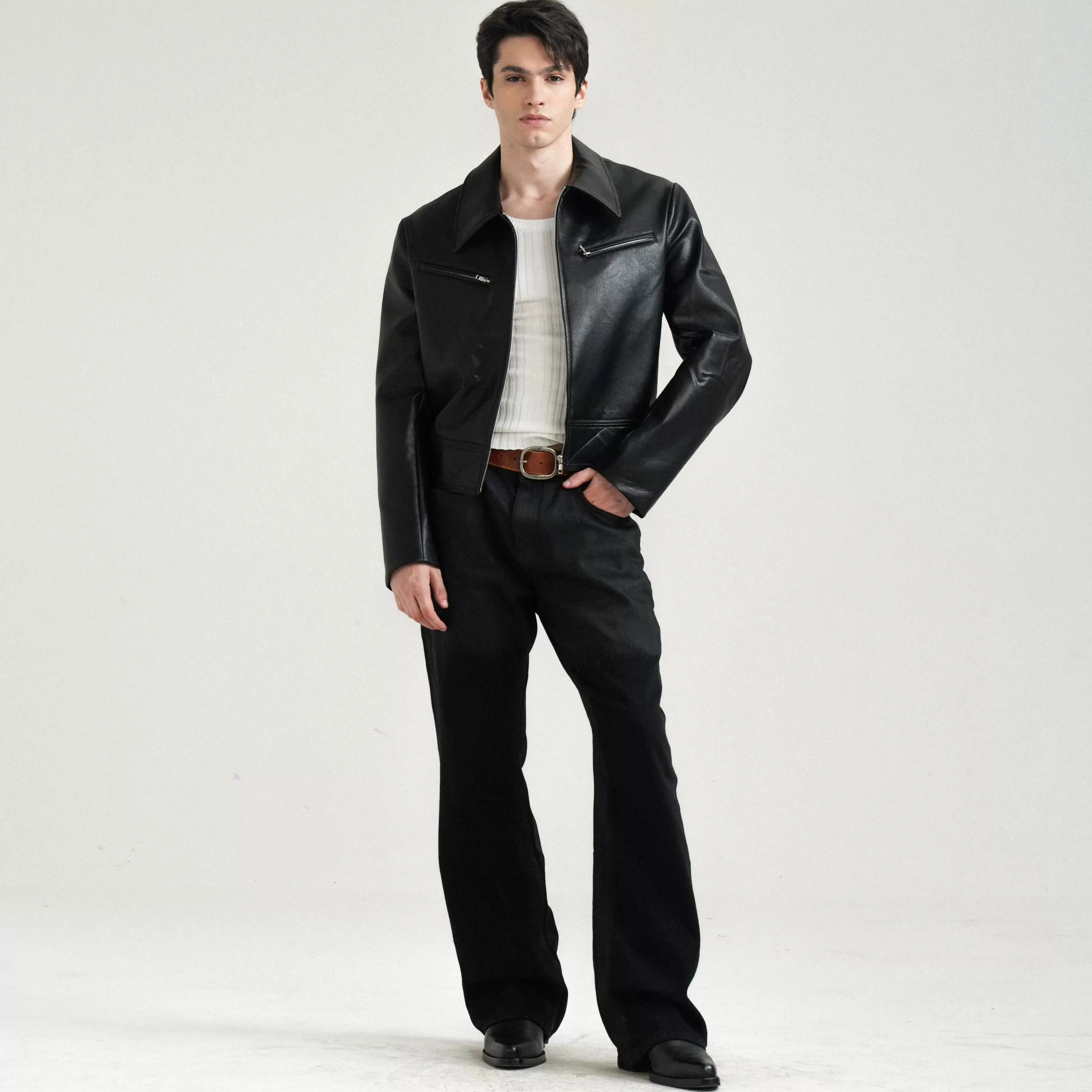 Classic Black Faux Leather Jacket