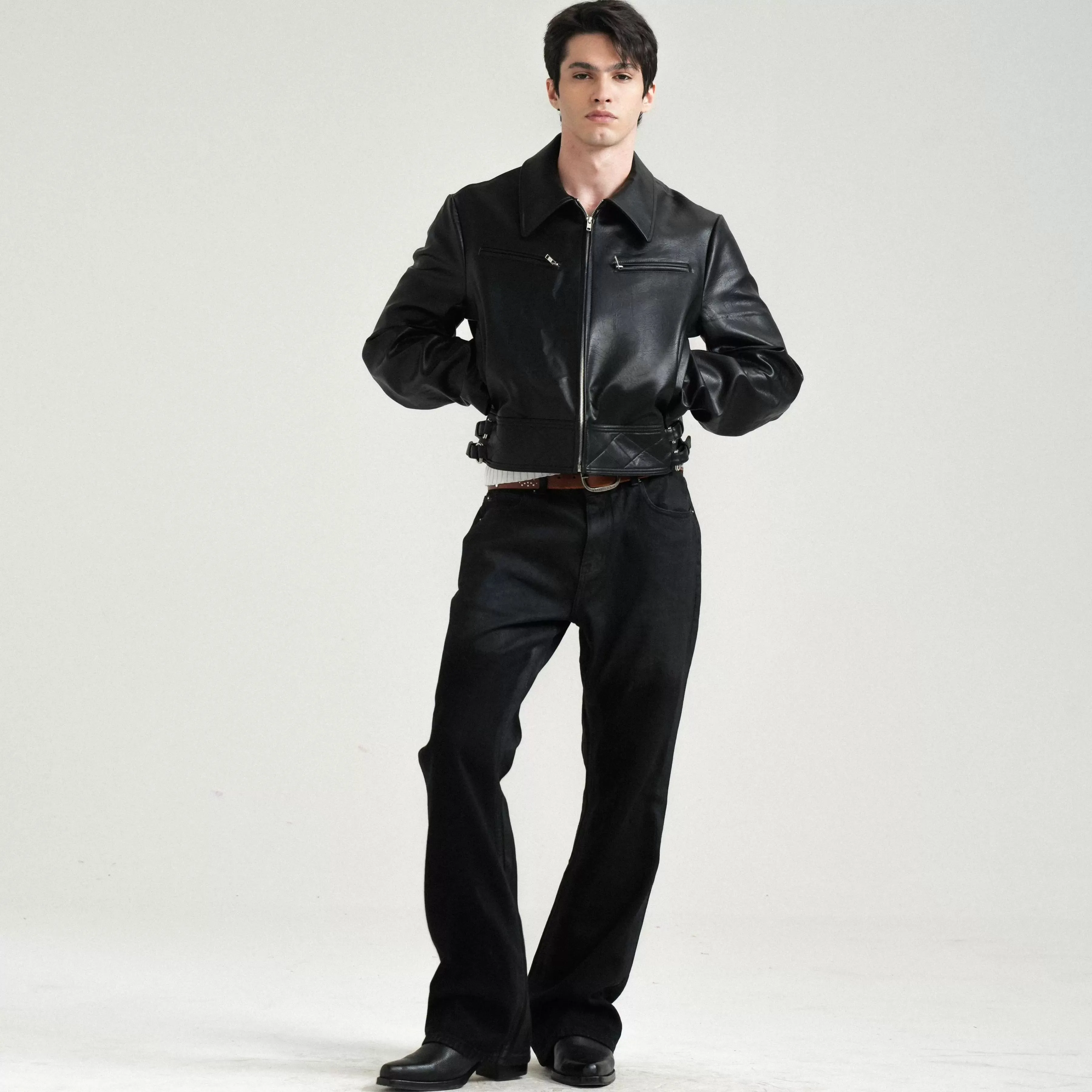 Classic Black Faux Leather Jacket