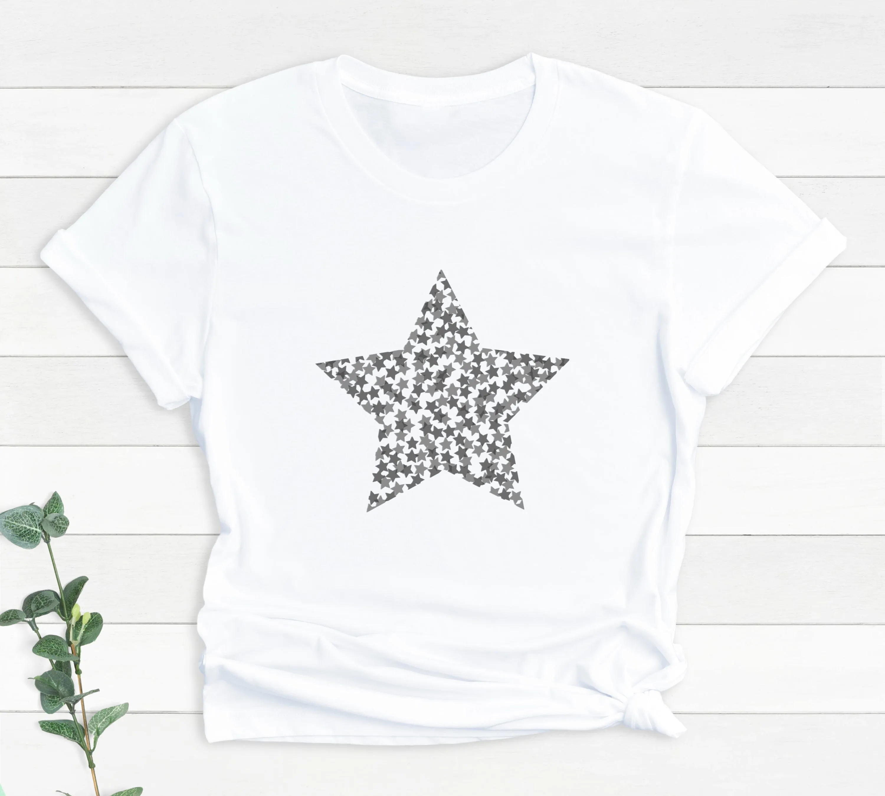 Confetti Stars Ladies White T-Shirt